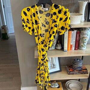Diane Von Furstenberg Yellow and Black Floral Dress